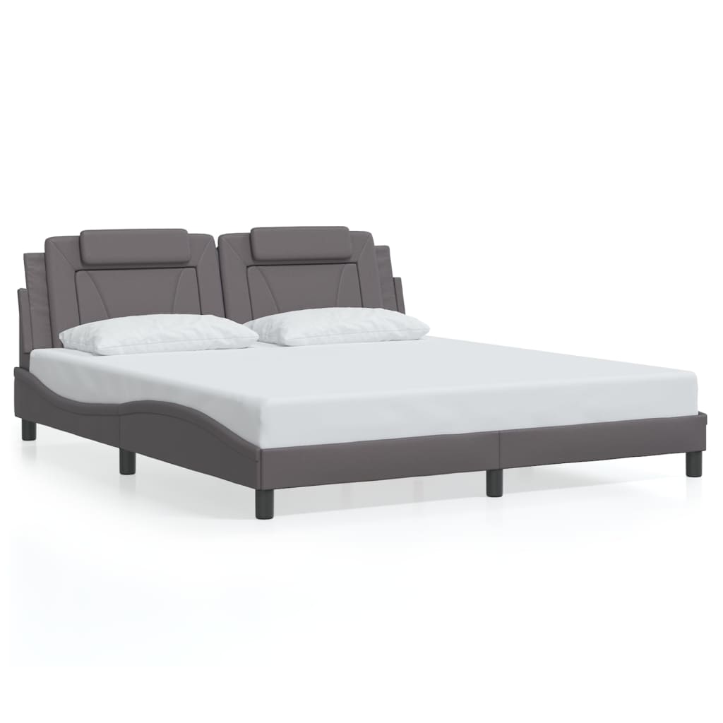 Bettgestell "Viana" mit LED ohne Matratze Grau 180x200 cm