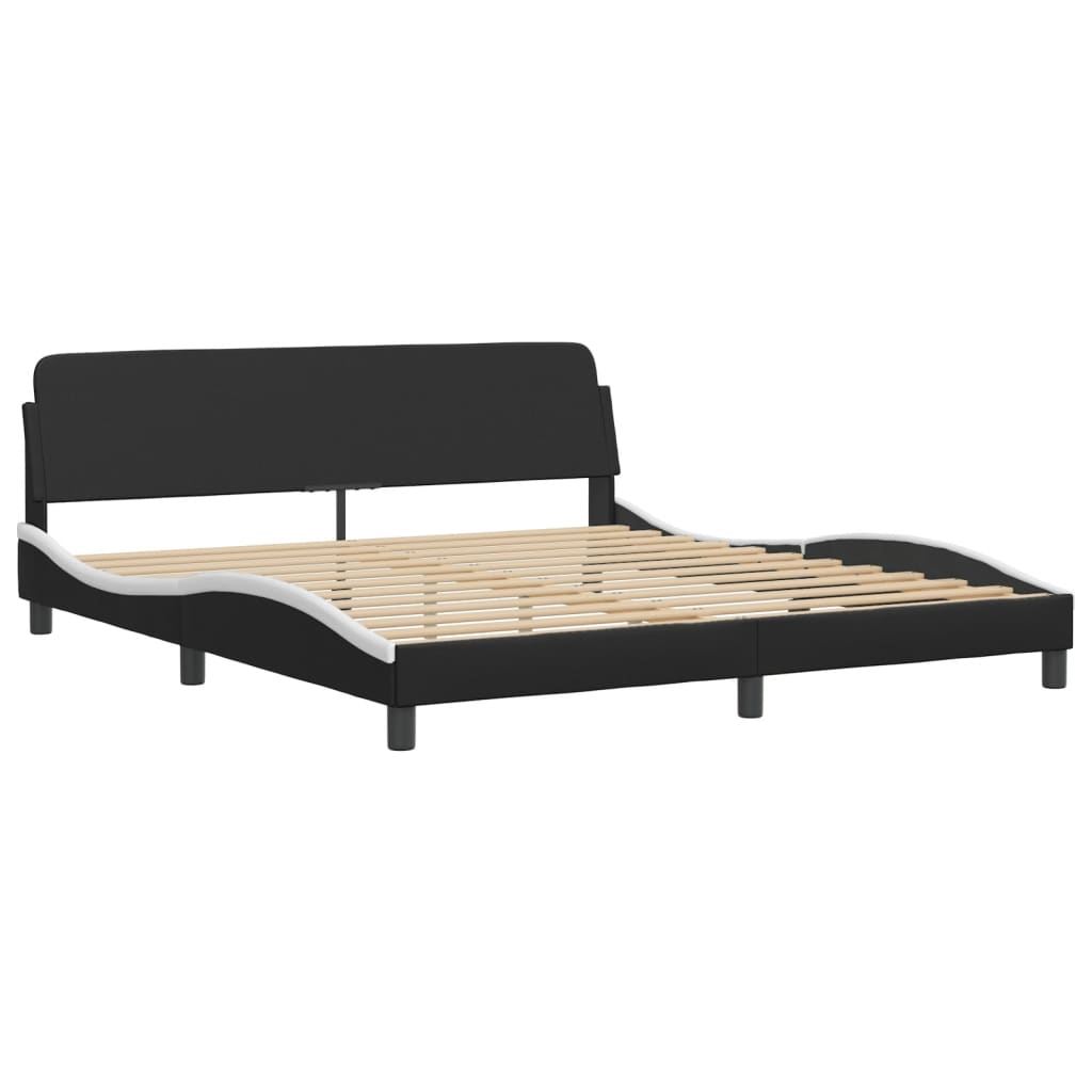 Bettgestell "Viana" mit LED ohne Matratze Schwarz und Weiß 180x200 cm