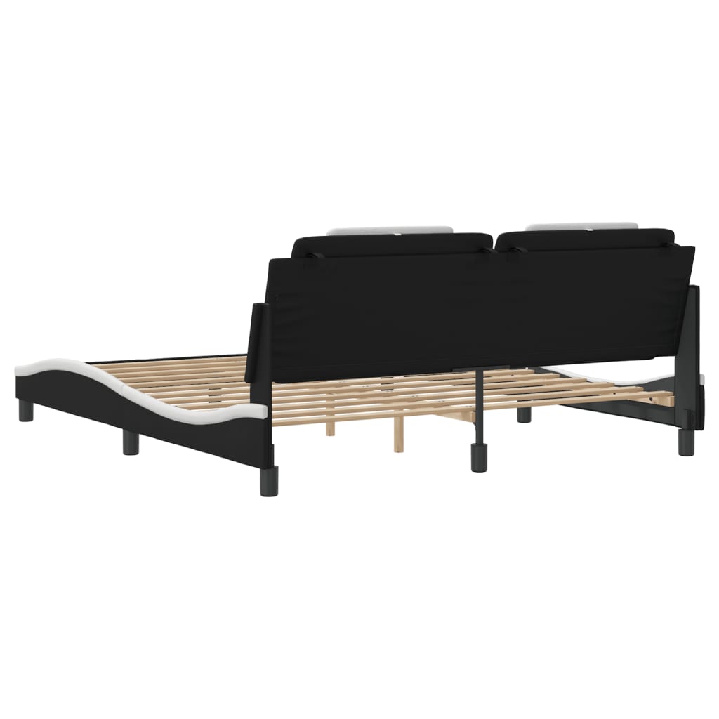 Bettgestell "Viana" mit LED ohne Matratze Schwarz und Weiß 180x200 cm