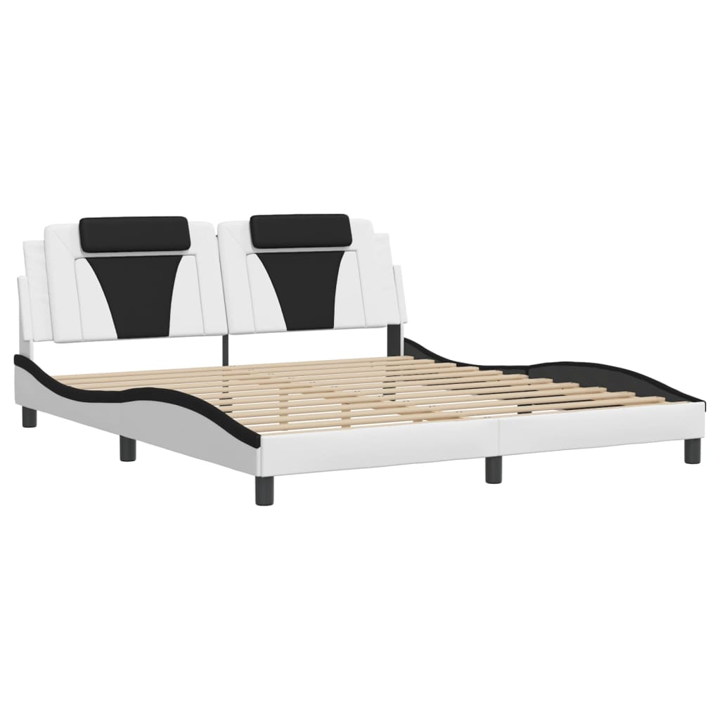 Bettgestell "Viana" mit LED ohne Matratze Weiß und Schwarz 180x200 cm