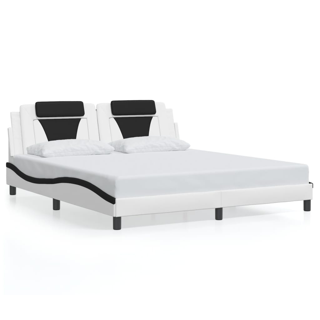 Bettgestell "Viana" mit LED ohne Matratze Weiß und Schwarz 180x200 cm