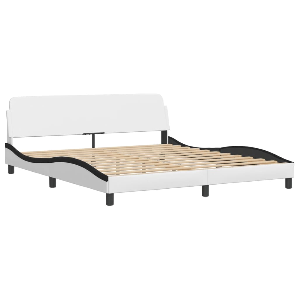 Bettgestell "Viana" mit LED ohne Matratze Weiß und Schwarz 180x200 cm