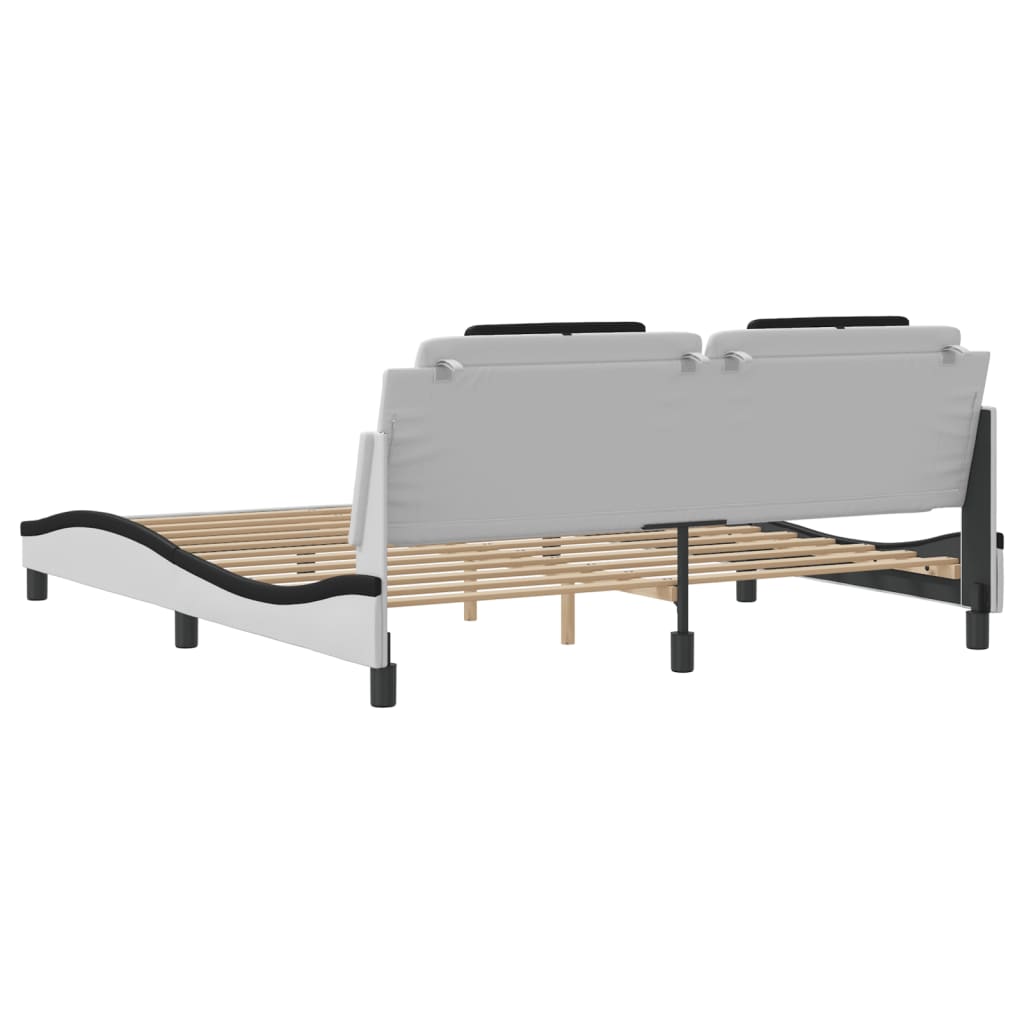 Bettgestell "Viana" mit LED ohne Matratze Weiß und Schwarz 180x200 cm