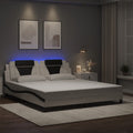 Bettgestell "Viana" mit LED ohne Matratze Weiß und Schwarz 180x200 cm