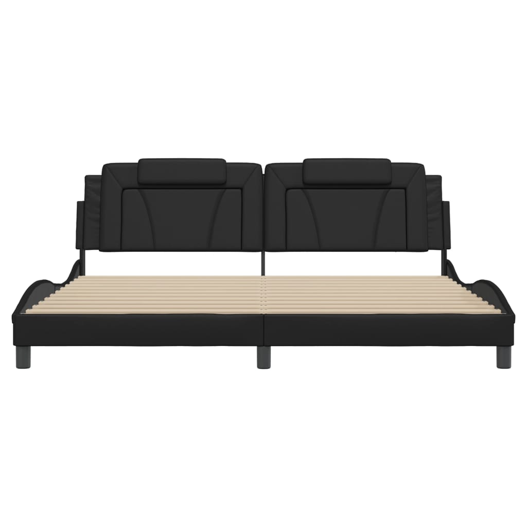 Bettgestell "Viana" mit LED ohne Matratze Schwarz 200x200 cm