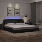Bettgestell "Viana" mit LED ohne Matratze Schwarz 200x200 cm