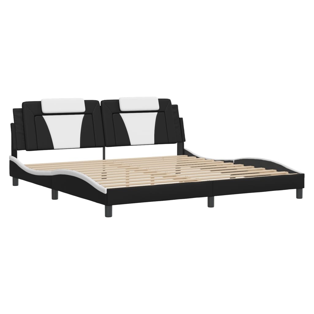 Bettgestell "Viana" mit LED ohne Matratze Schwarz und Weiß 200x200 cm