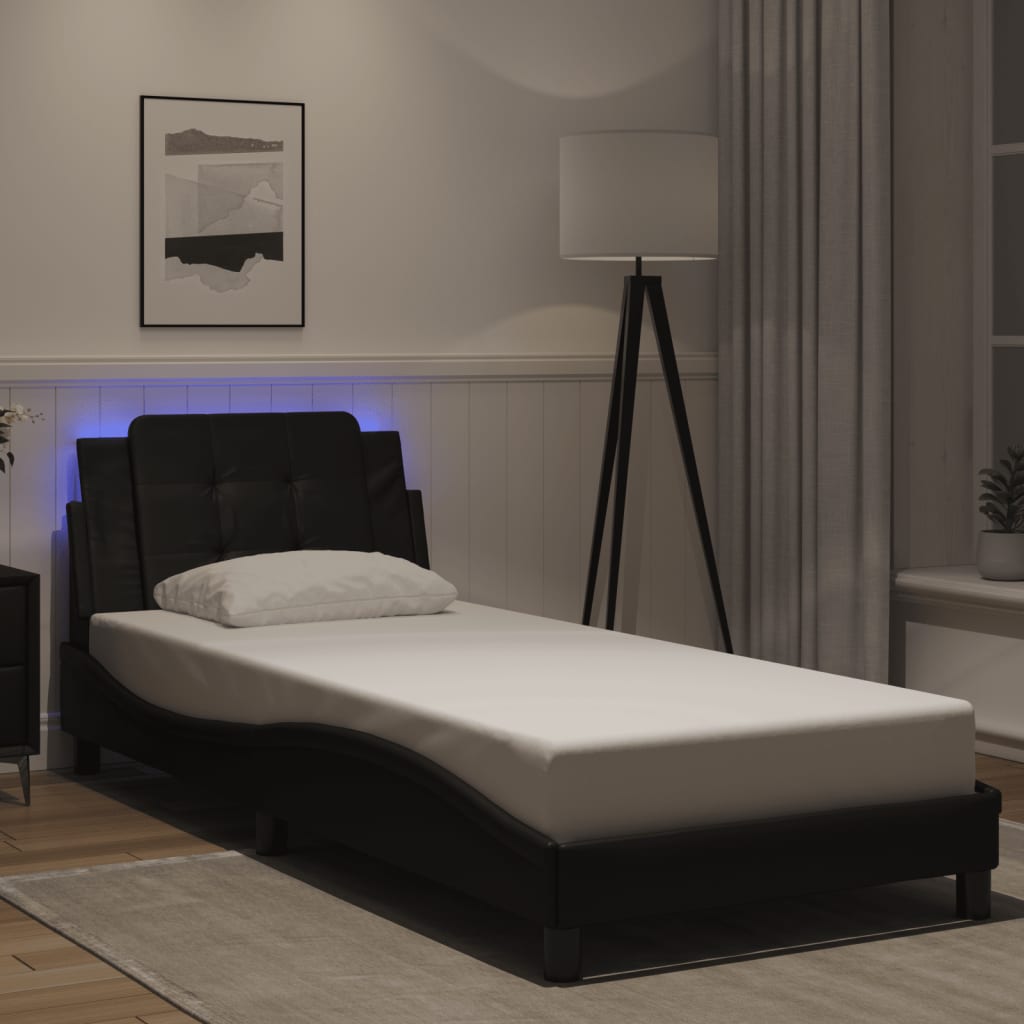 Bettgestell mit LED ohne Matratze "Zadar" Schwarz 100x200 cm