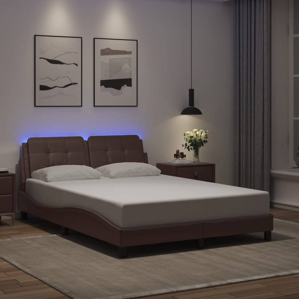 Bettgestell mit LED ohne Matratze "Zadar" Braun 120x200 cm