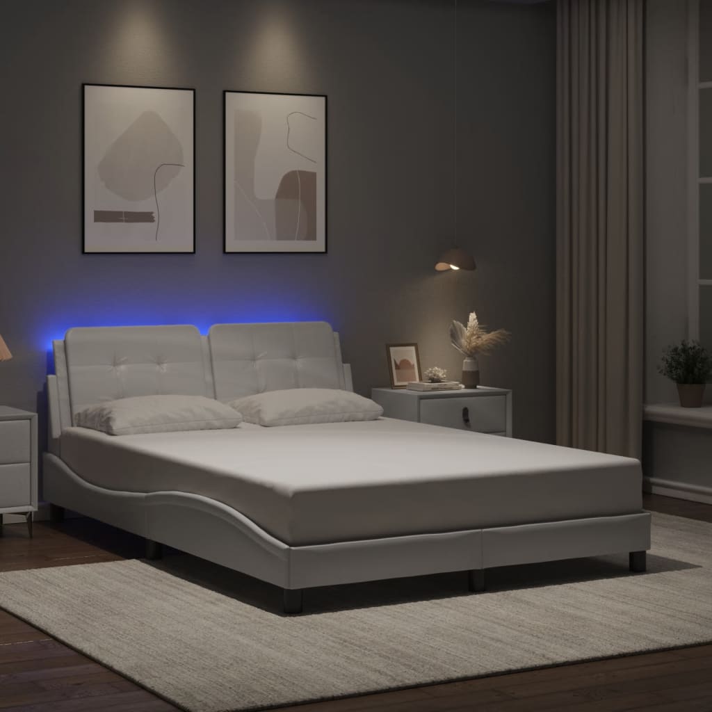 Bettgestell mit LED ohne Matratze "Zadar" Weiß 140x190 cm