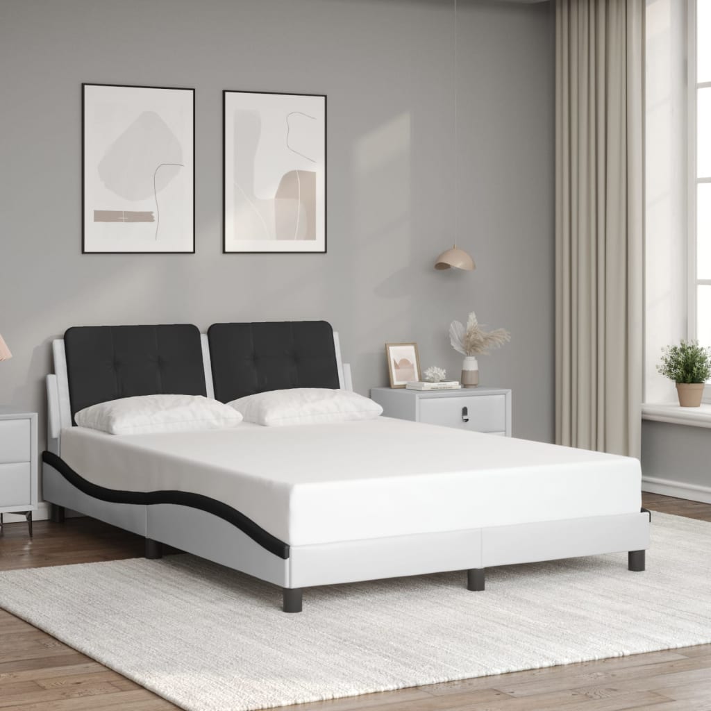 Bettgestell mit LED ohne Matratze "Zadar" Weiß und Schwarz 140x190 cm