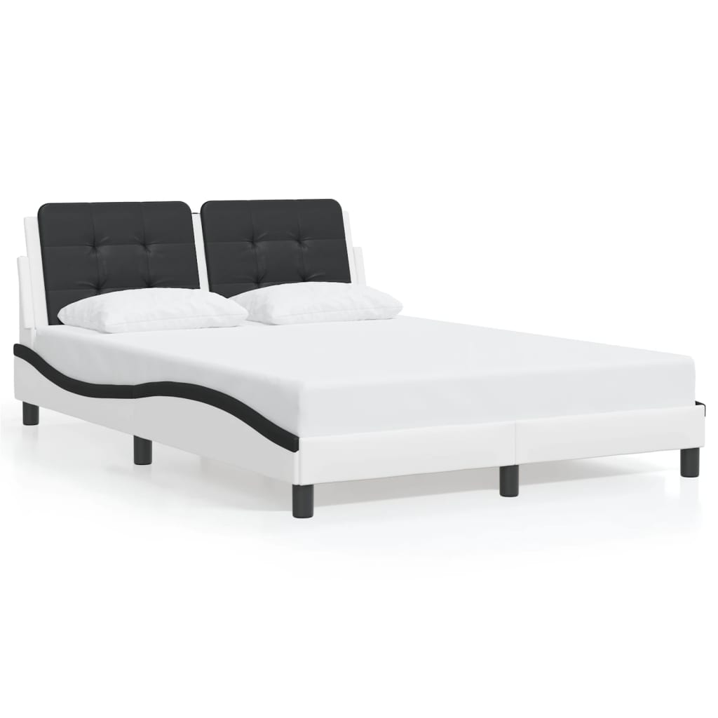 Bettgestell mit LED ohne Matratze "Zadar" Weiß und Schwarz 140x190 cm