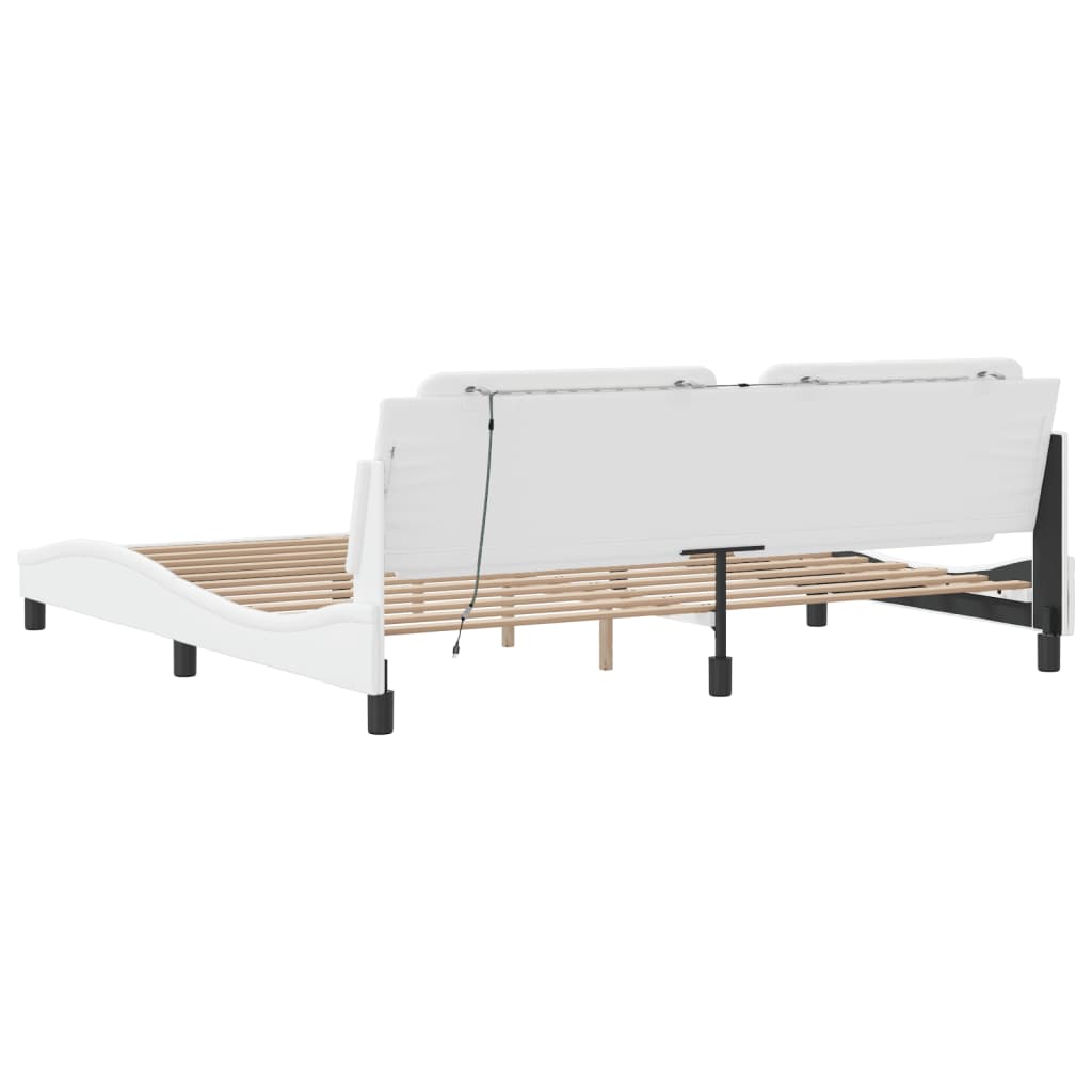 Bettgestell mit LED ohne Matratze "Zadar" Weiß 200x200 cm