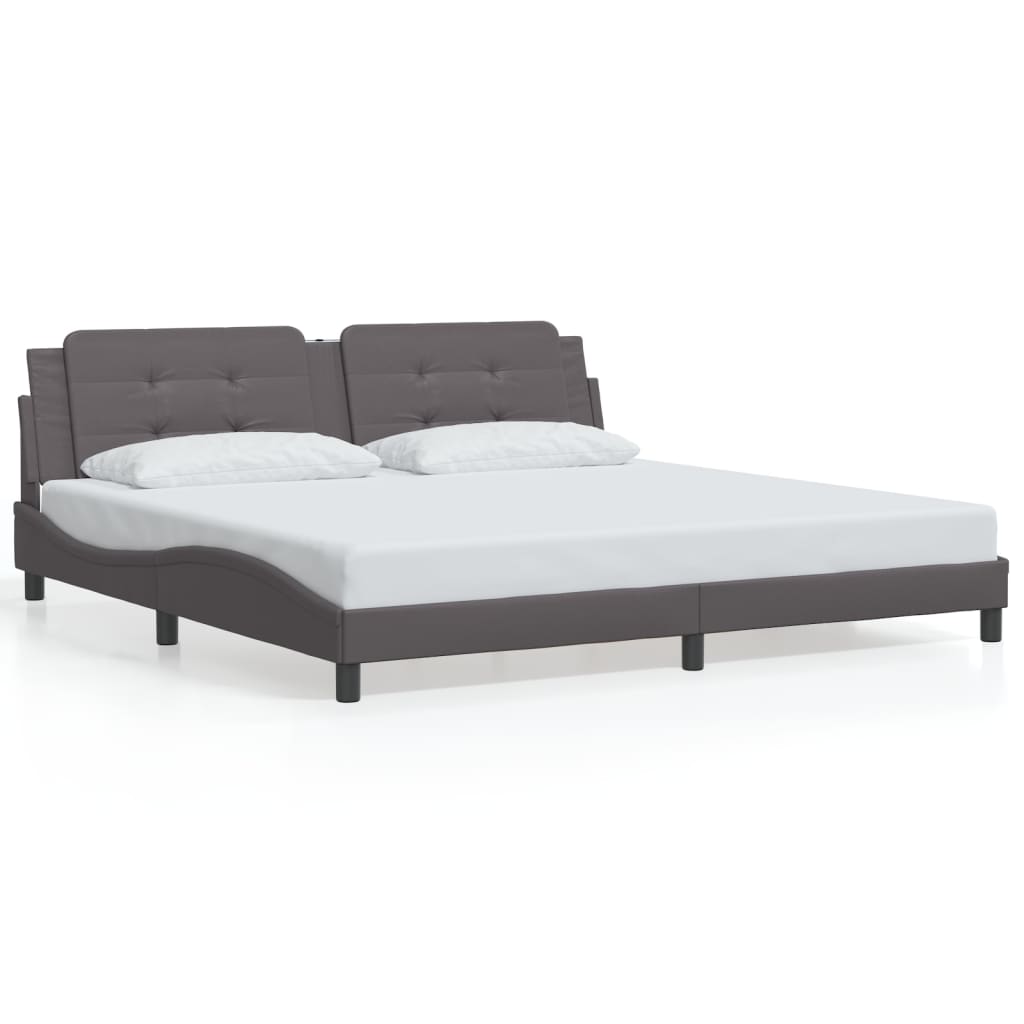 Bettgestell mit LED ohne Matratze "Zadar" Grau 200x200 cm
