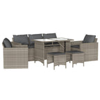 6-tlg. Garten-Sofagarnitur mit Kissen Hellgrau Poly Rattan