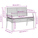 3-tlg. Garten-Essgruppe mit Kissen Grau Poly Rattan
