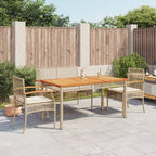 4-tlg. Garten-Essgruppe mit Kissen Beige Poly Rattan