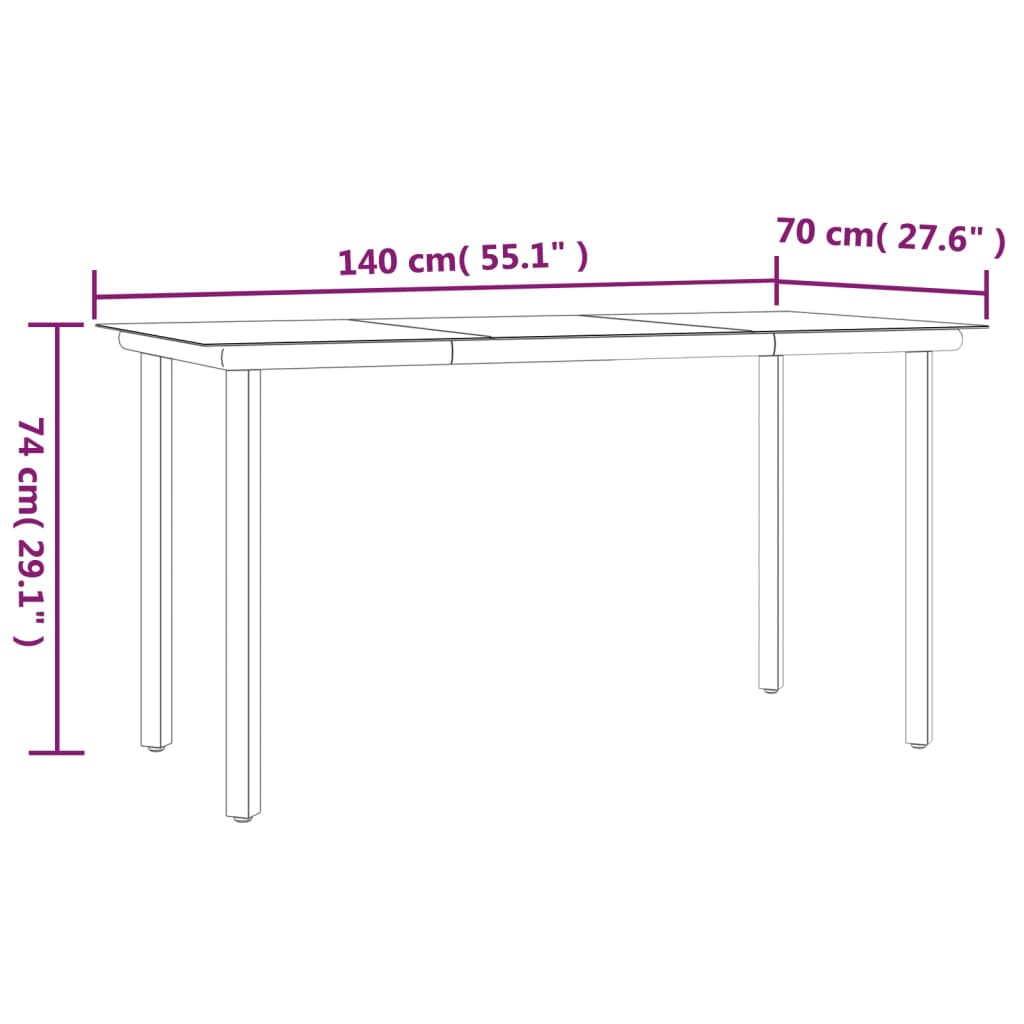 5-tlg. Garten-Essgruppe mit Kissen Schwarz Poly Rattan