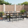 9-tlg. Garten-Essgruppe mit Kissen Schwarz Poly Rattan