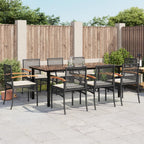 9-tlg. Garten-Essgruppe mit Kissen Schwarz Poly Rattan