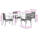 5-tlg. Garten-Essgruppe mit Kissen Grau Poly Rattan