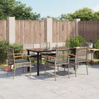 7-tlg. Garten-Essgruppe mit Kissen Grau Poly Rattan