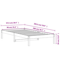 Tagesbett ohne Matratze Wachsbraun 90x200 cm Massivholz Kiefer