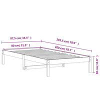 Tagesbett ohne Matratze Wachsbraun 80x200 cm Massivholz Kiefer