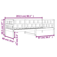 Tagesbett ohne Matratze Wachsbraun 80x200 cm Massivholz Kiefer