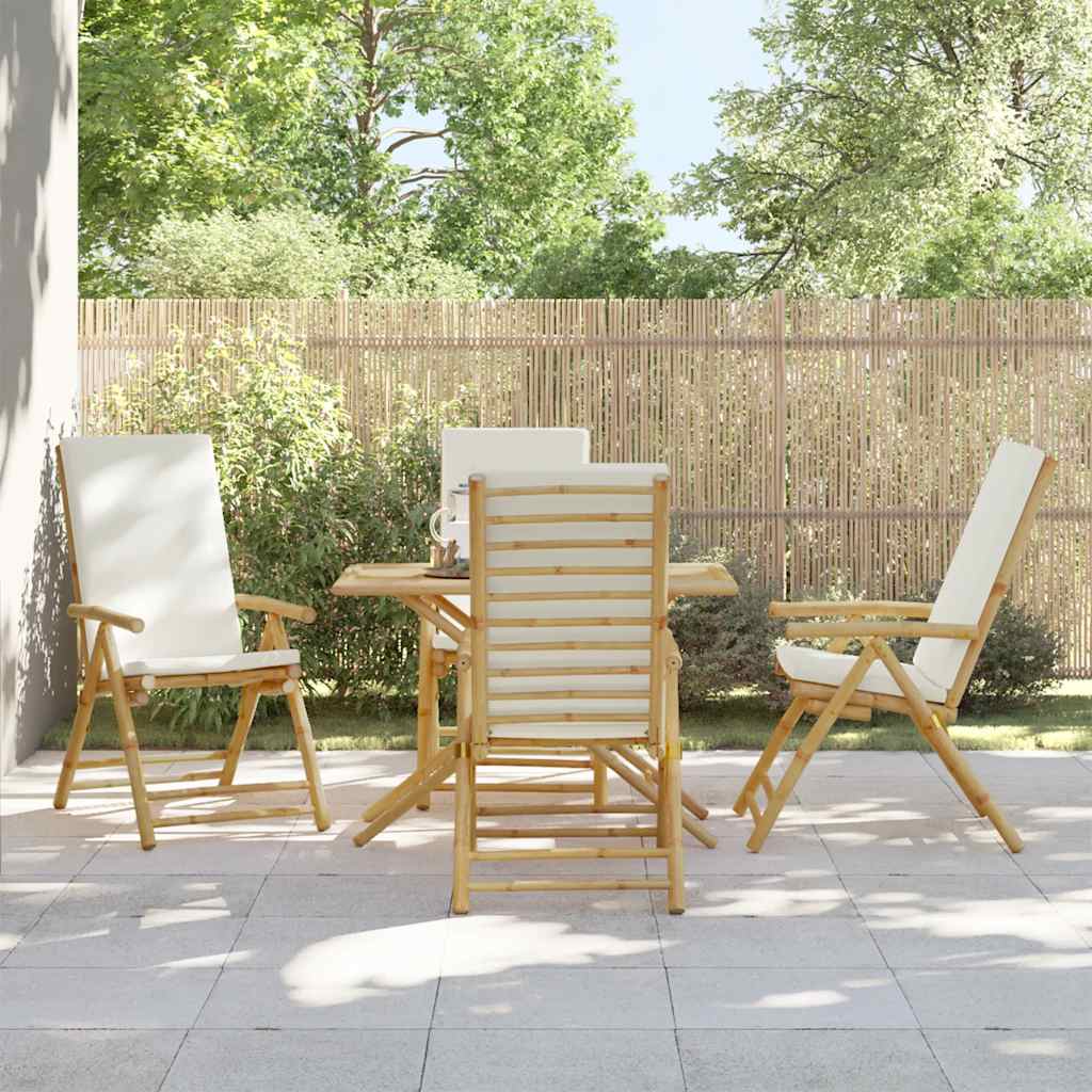 Gartenstühle 4 Stk. Verstellbar Klappbar mit Kissen Bambus