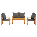 4-tlg. Garten-Lounge-Set mit Kissen Massivholz Akazie