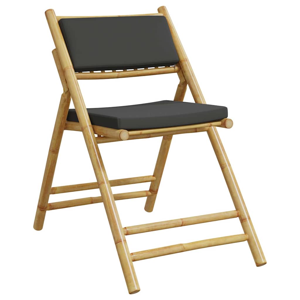 3-tlg. Bistro-Set Klappbar mit Kissen Bambus
