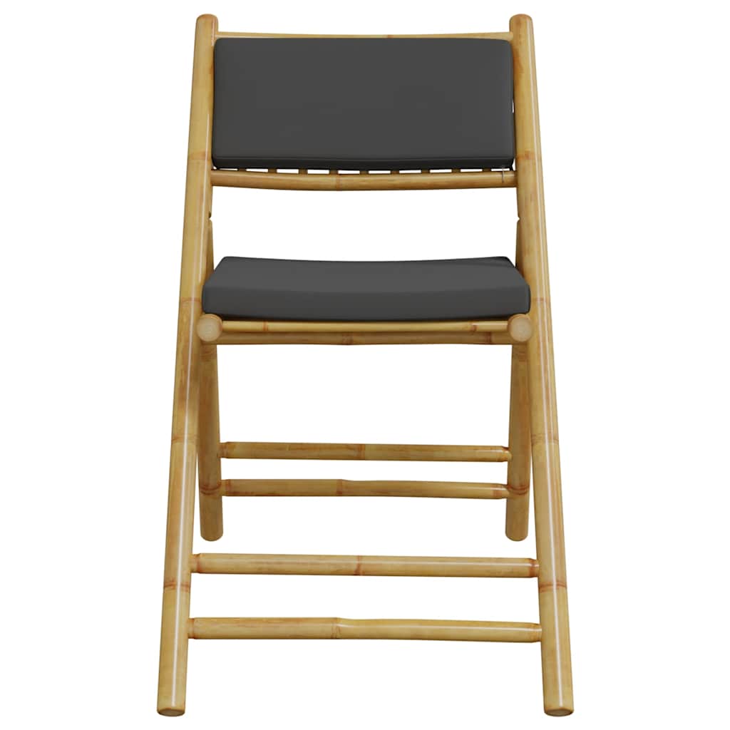 3-tlg. Bistro-Set Klappbar mit Kissen Bambus