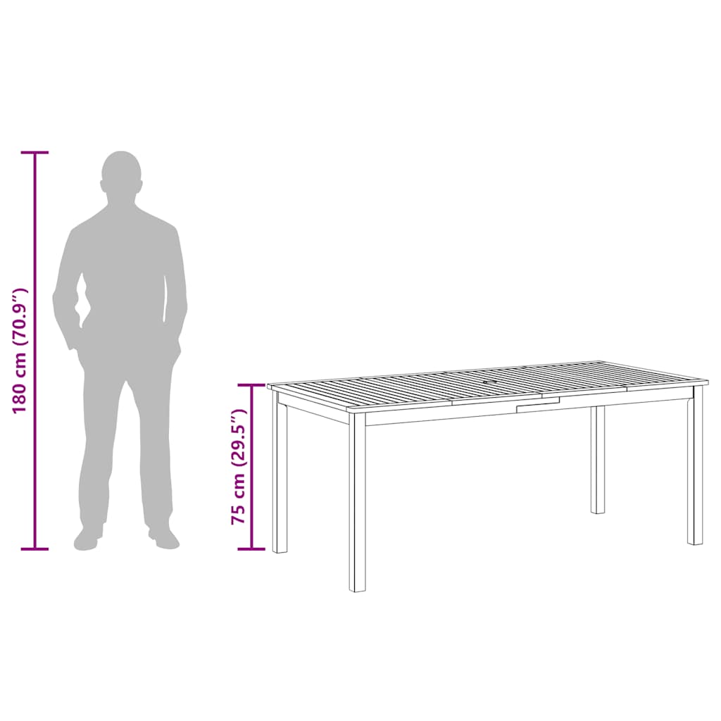 Garten-Esstisch 180x90x75 cm Massivholz Akazie