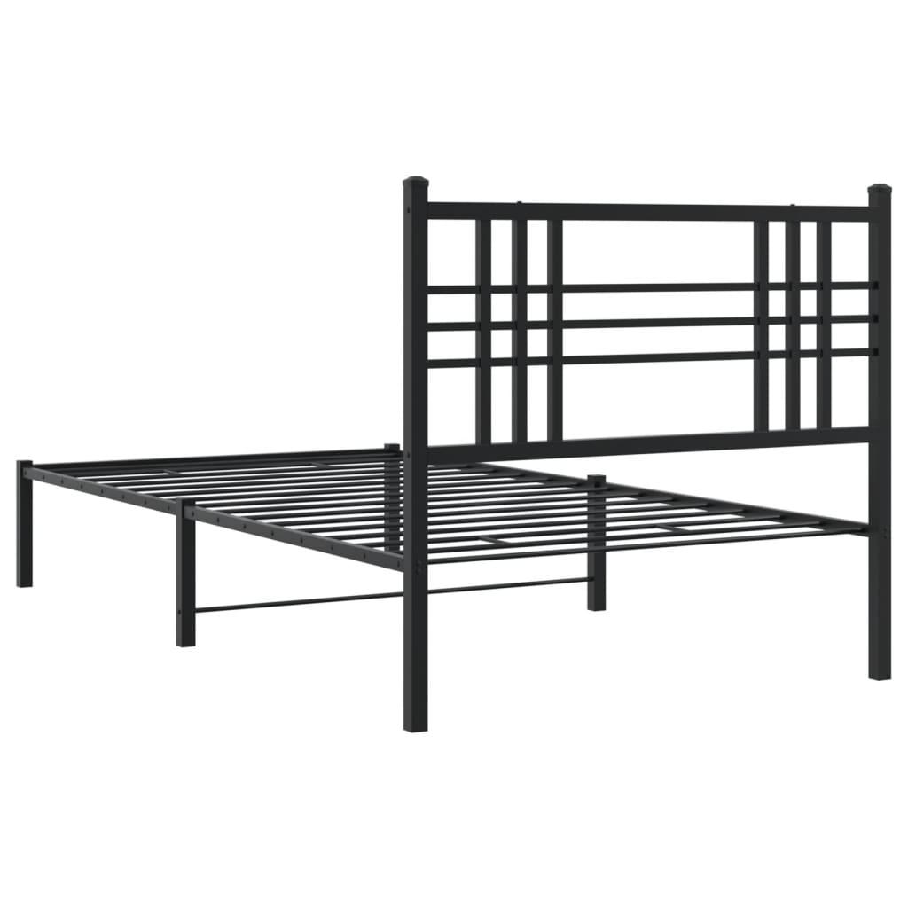 Bettgestell mit Kopfteil Metall Schwarz 90x190 cm