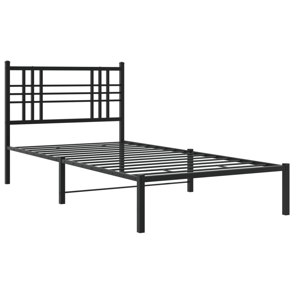 Bettgestell mit Kopfteil Metall Schwarz 100x190 cm