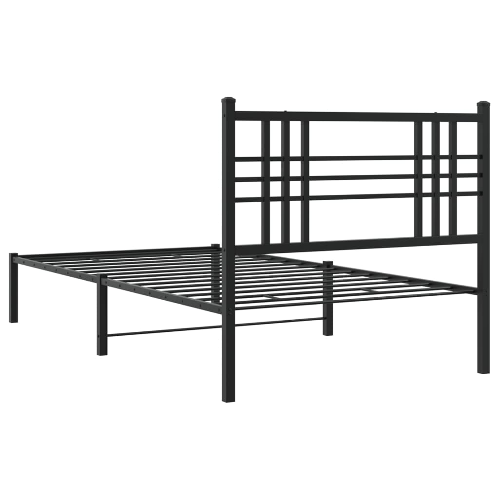 Bettgestell mit Kopfteil Metall Schwarz 100x190 cm