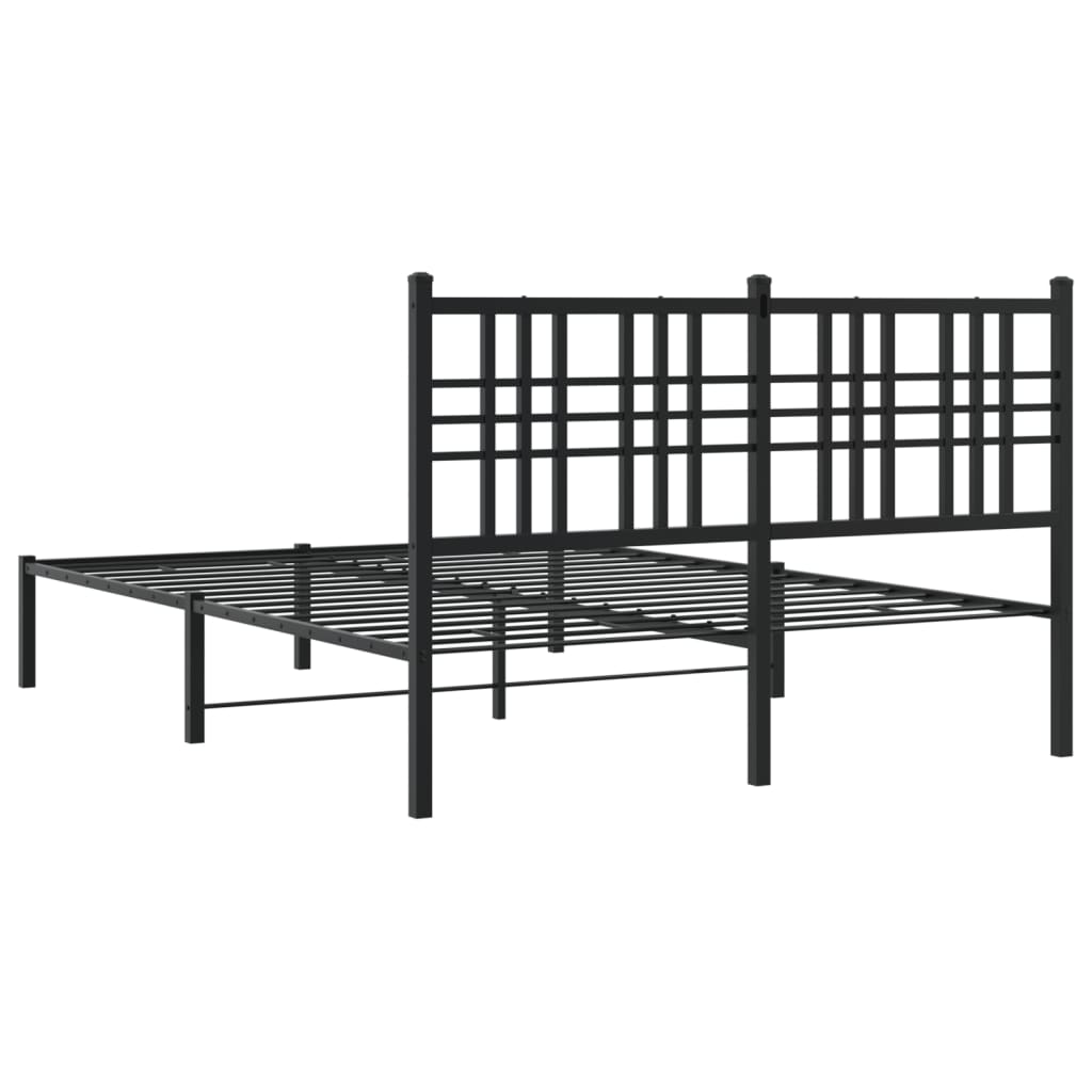 Bettgestell mit Kopfteil Metall Schwarz 140x190 cm