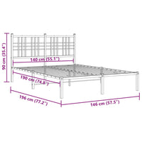 Bettgestell mit Kopfteil Metall Schwarz 140x190 cm