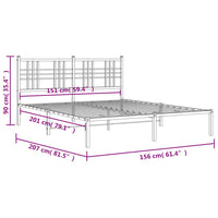 Bettgestell mit Kopfteil Metall Schwarz 150x200 cm