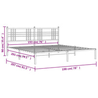 Bettgestell mit Kopfteil Metall Schwarz 193x203 cm