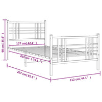 Bettgestell mit Kopf- und Fußteil Metall Schwarz 107x203 cm