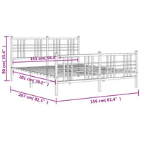 Bettgestell mit Kopf- und Fußteil Metall Schwarz 150x200 cm