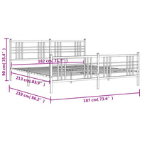 Bettgestell mit Kopf- und Fußteil Metall Schwarz 183x213 cm