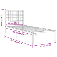 Bettgestell mit Kopfteil Metall Weiß 80x200 cm