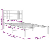 Bettgestell mit Kopfteil Metall Weiß 90x190 cm