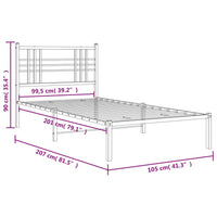 Bettgestell mit Kopfteil Metall Weiß 100x200 cm