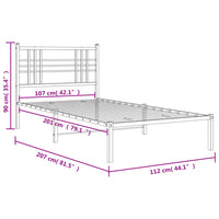 Bettgestell mit Kopfteil Metall Weiß 107x203 cm