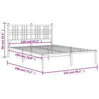 Bettgestell mit Kopfteil Metall Weiß 120x190 cm