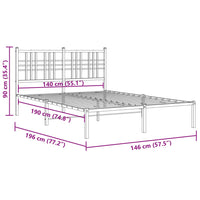 Bettgestell mit Kopfteil Metall Weiß 140x190 cm